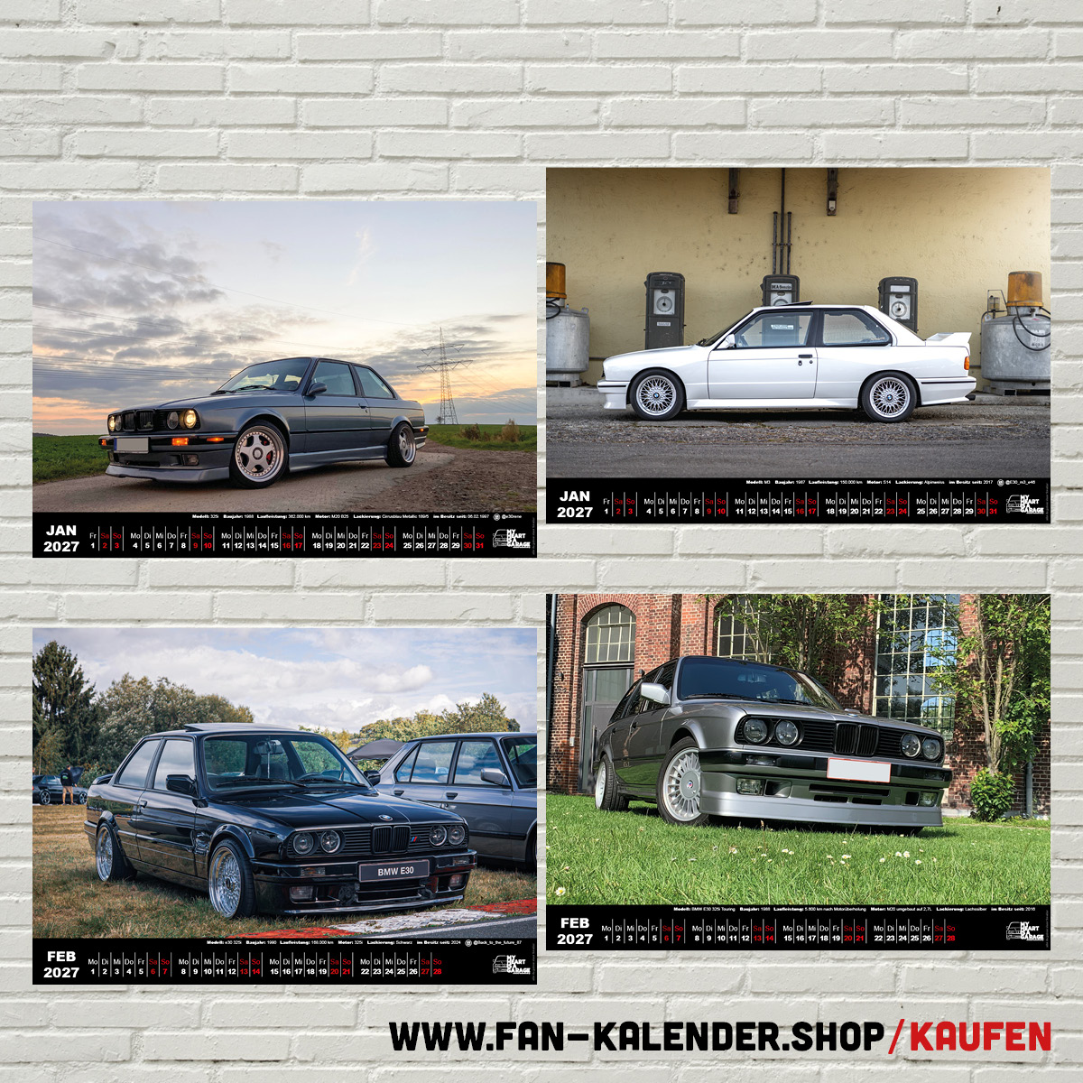 DinA3 Fan-Kalender 2027 - Modell: BMW E30 – Bild 2