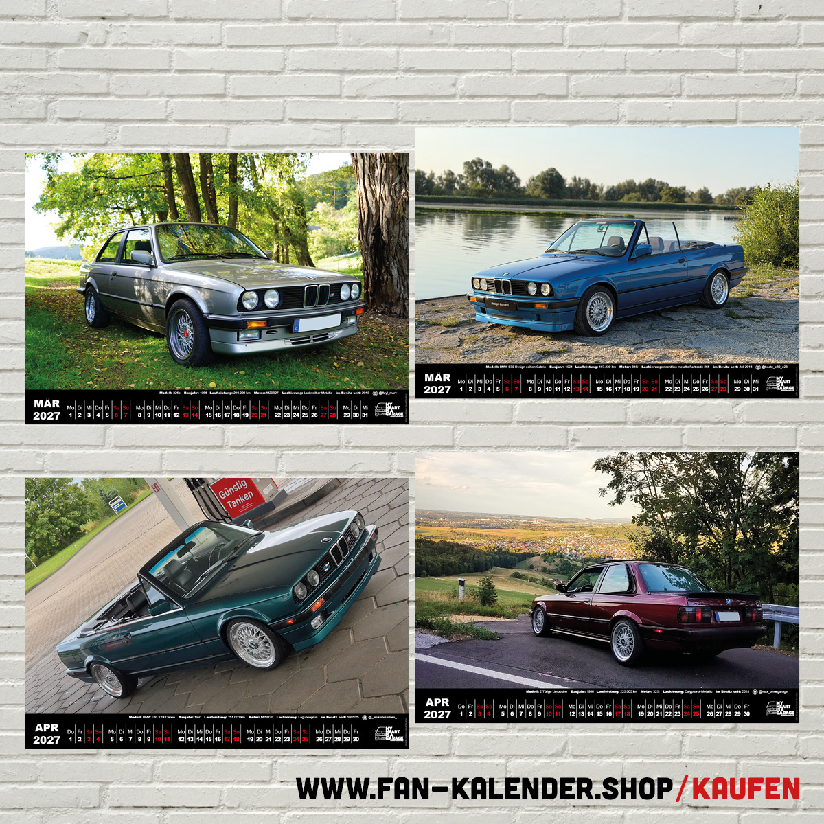DinA3 Fan-Kalender 2027 - Modell: BMW E30 – Bild 3