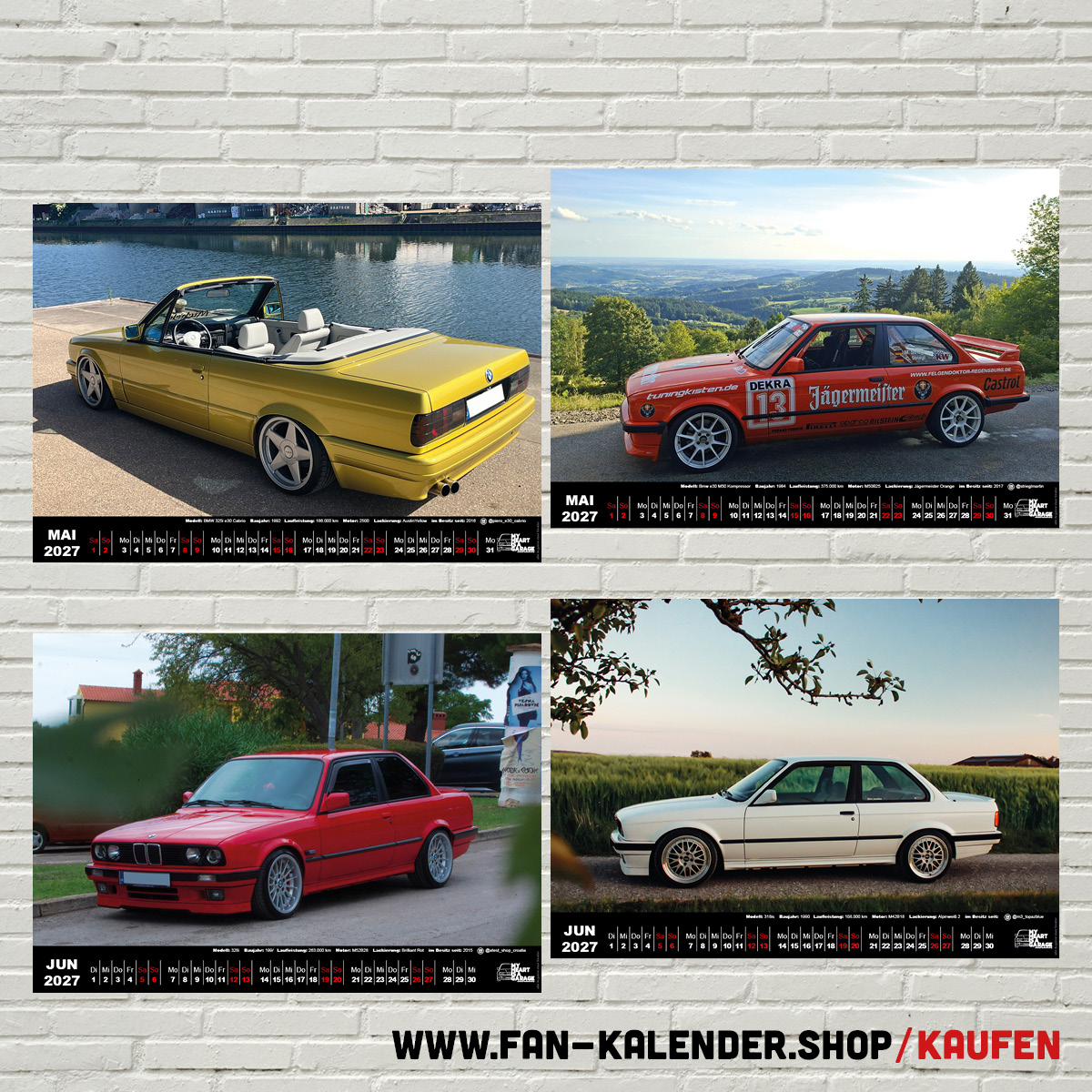 DinA3 Fan-Kalender 2027 - Modell: BMW E30 – Bild 4