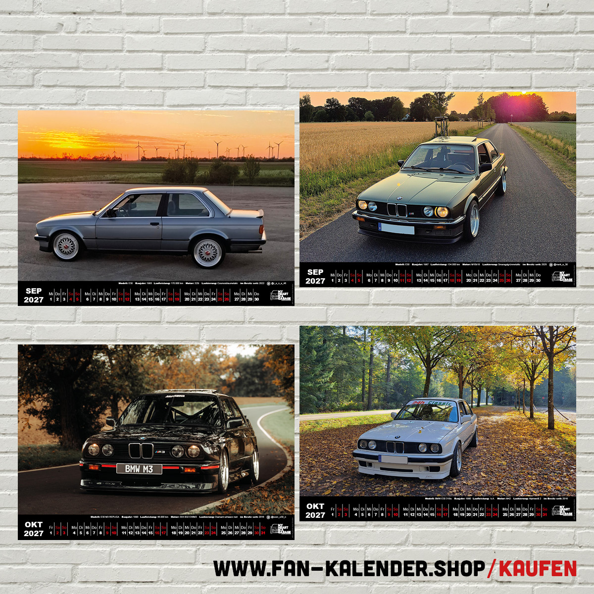 DinA3 Fan-Kalender 2027 - Modell: BMW E30 – Bild 6