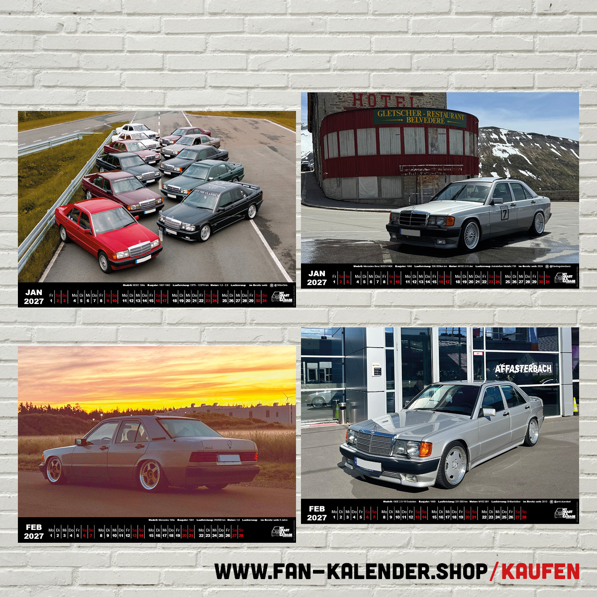 DinA3 Fan-Kalender 2027 - Modell: Mercedes 190 – Bild 2