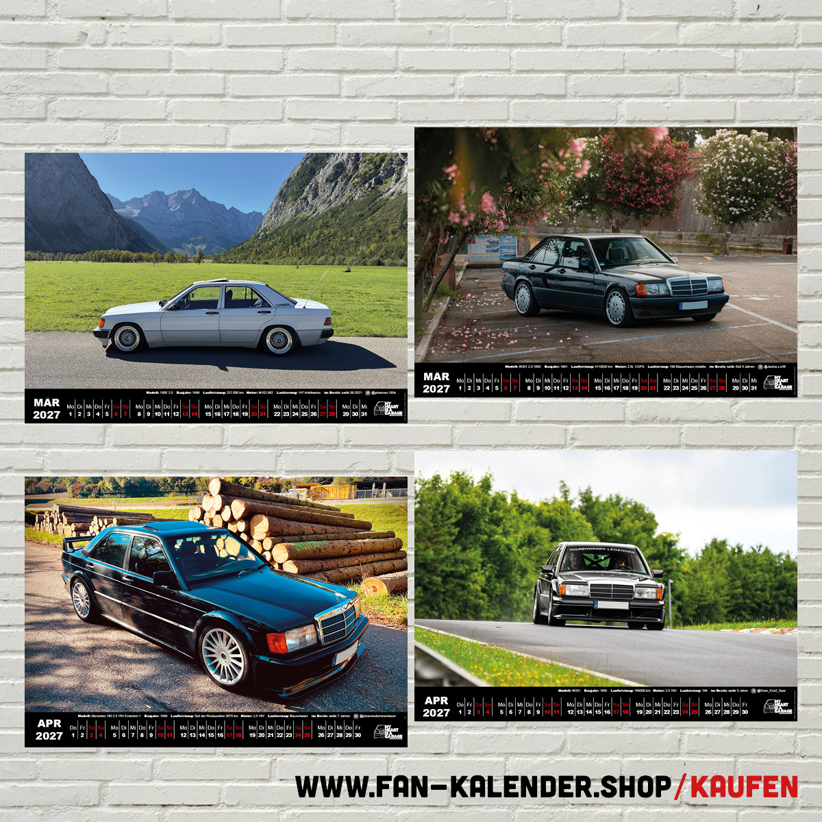 DinA3 Fan-Kalender 2027 - Modell: Mercedes 190 – Bild 3
