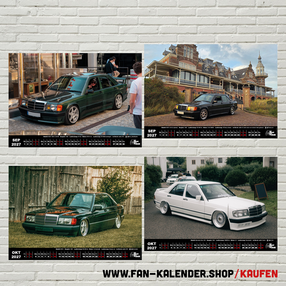 DinA3 Fan-Kalender 2027 - Modell: Mercedes 190 – Bild 6