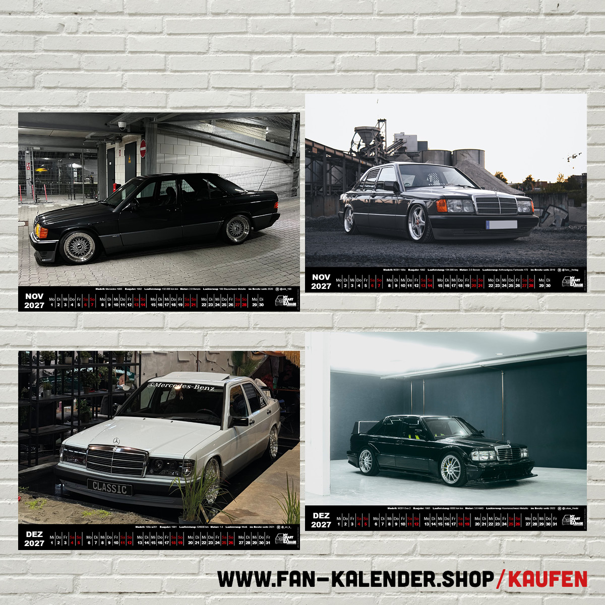 DinA3 Fan-Kalender 2027 - Modell: Mercedes 190 – Bild 7